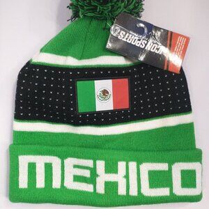 Icon Sports Mexico Cuff Pom Beanie Color Green & Black Official One-Size Hat New